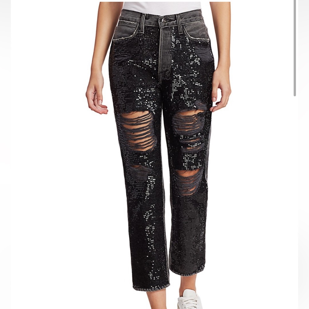 Frame sequin black denim jeans